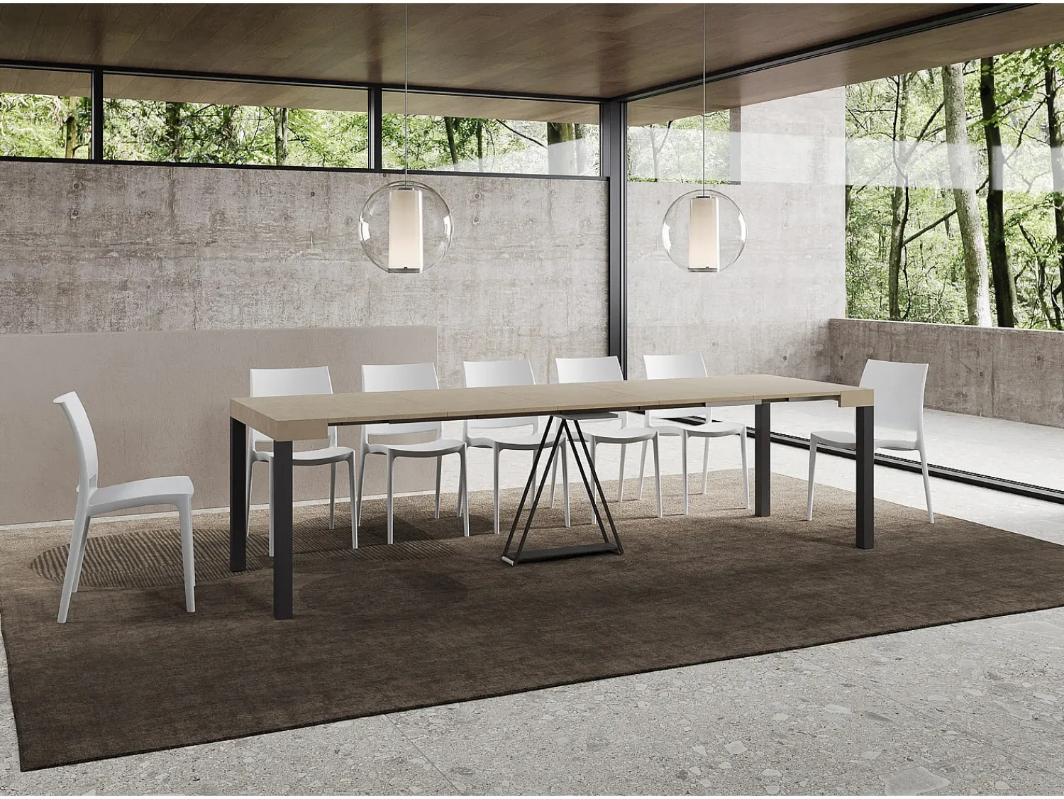 Consola*Ityhome Mesa consola extensível 90x40/300 cm Tiris caxemira quadro antracite Cinzento