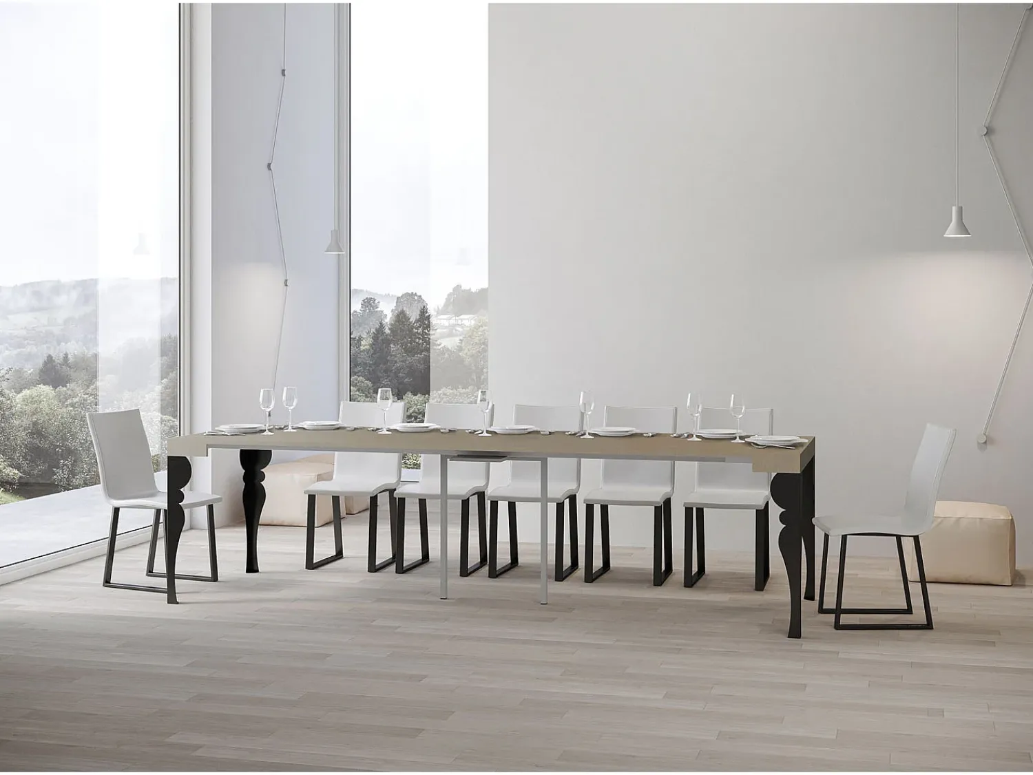 ITAMOBY Mesa consola extensível 90x40/300 cm Paxon Cachemira quadro Antracite Cinzento