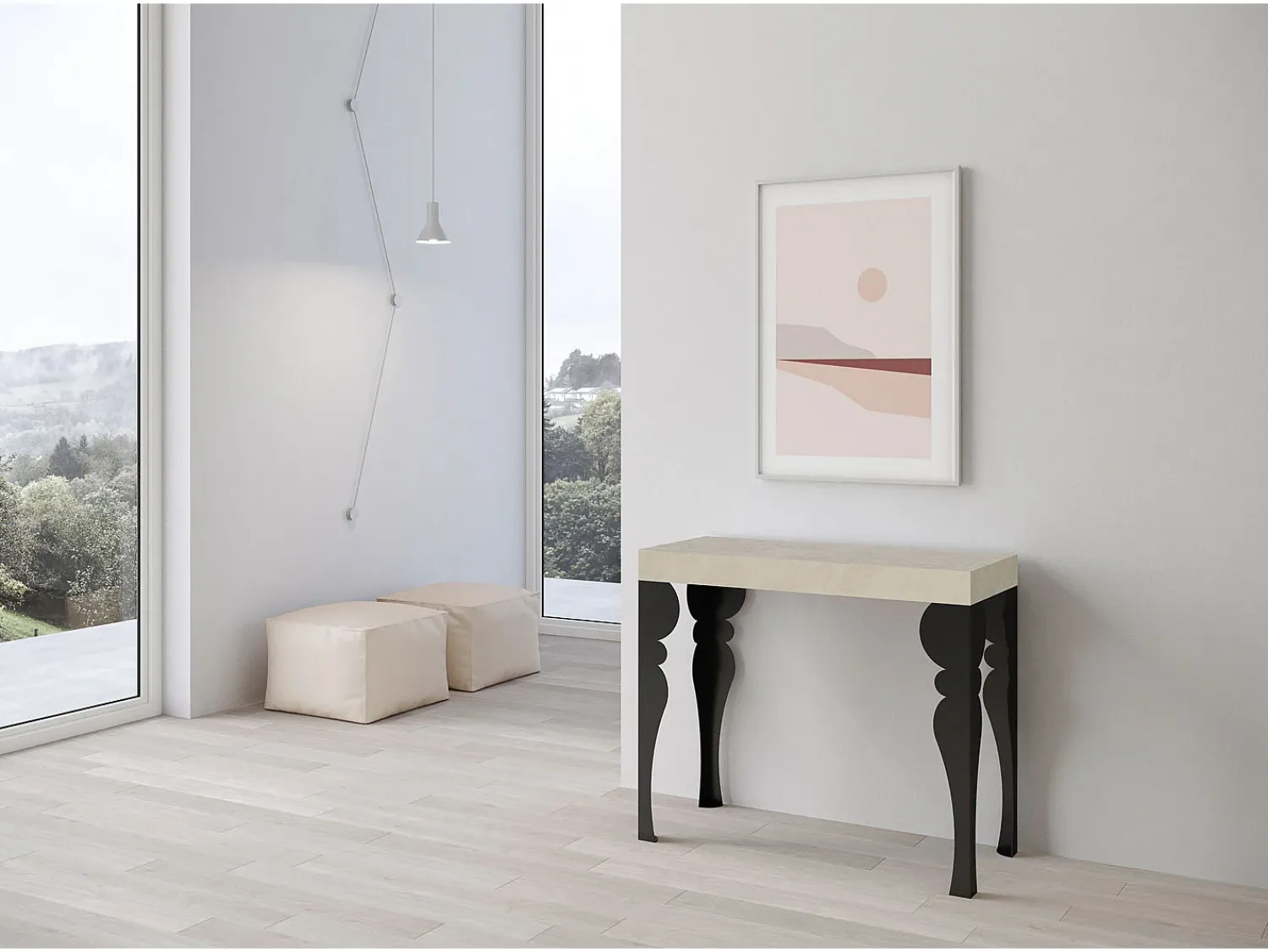 ITAMOBY Mesa consola extensível 90x40/300 cm Paxon Cachemira quadro Antracite Cinzento