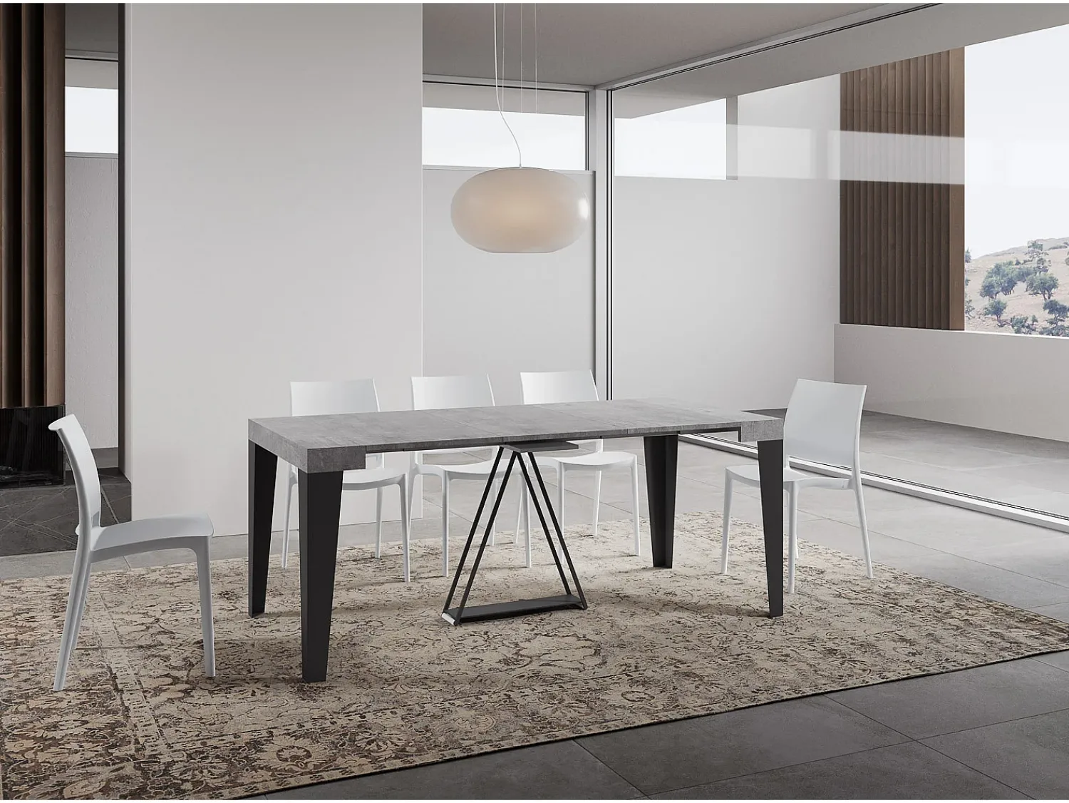 Ityhome Mesa consola extensível 90x40/196 cm Algo Small cimento quadro antracite^ Consola