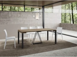 Consola|Ityhome Mesa consola extensível 90x40/196 cm Tiris Small tortora quadro antracite Castanho
