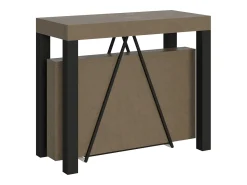 Consola|Ityhome Mesa consola extensível 90x40/196 cm Tiris Small tortora quadro antracite Castanho