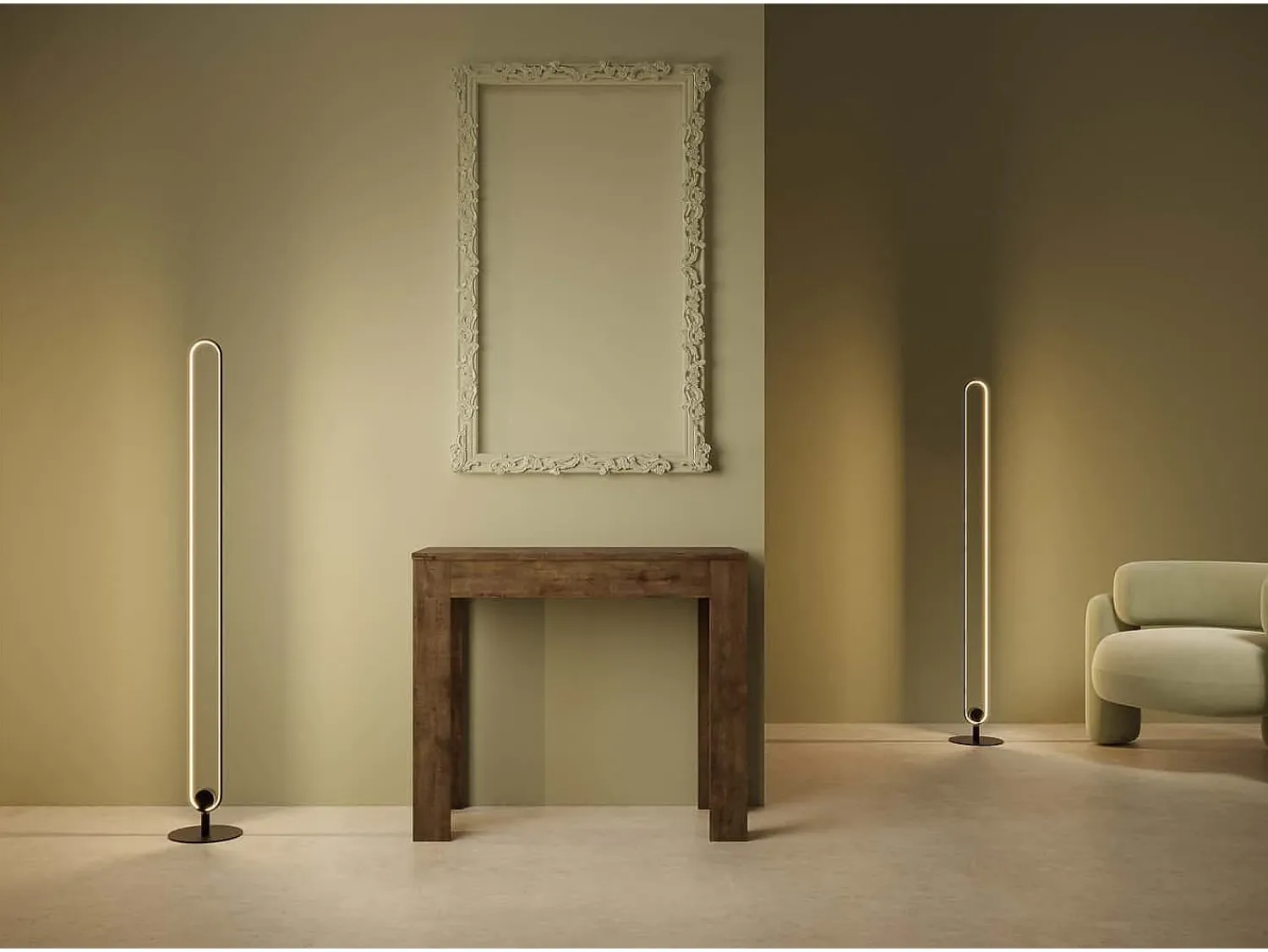 Consola|Ityhome Mesa consola extensível 90x42/302 cm Bora nogueira Castanho