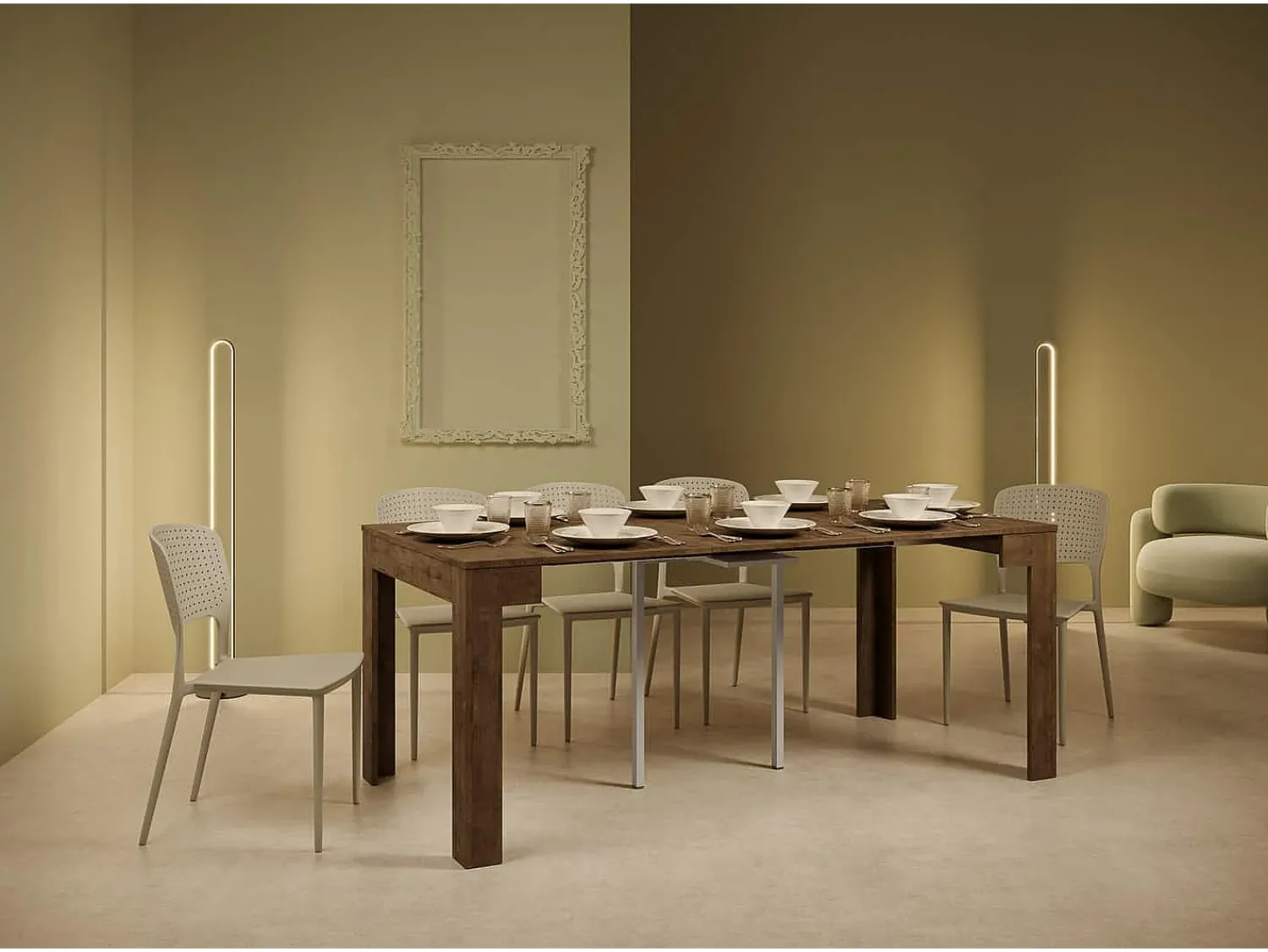 Consola|Ityhome Mesa consola extensível 90x42/302 cm Bora nogueira Castanho
