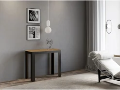 ITAMOBY Mesa consola extensível 90x40/196 cm Linea Evolution Small Carvalho Natural quadro Antracite^ Consola