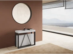 Ityhome Mesa consola extensível 90x40/196 cm Sketa Small cinza branca quadro antracite^ Consola