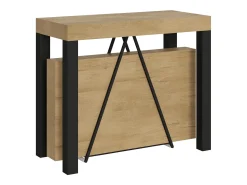 Ityhome Mesa consola extensível 90x40/300 cm Tiris carvalho natural quadro antracite^ Consola