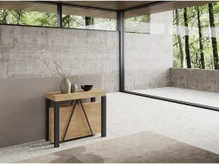 Ityhome Mesa consola extensível 90x40/300 cm Tiris carvalho natural quadro antracite^ Consola