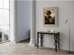 ITAMOBY Mesa consola extensível 90x40/196 cm Karamay Small Evolution Carvalho Natural quadro Antracite^ Consola