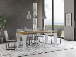 Consola|ITAMOBY Mesa consola extensível 90x40/300 cm Spimbo Mix plano Carvalho Natural - estrutura Cinza Branca Natural claro / Branco