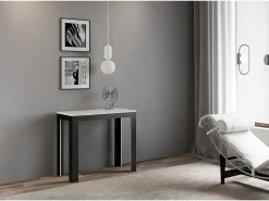 Consola|ITAMOBY Mesa consola extensível 90x40/196 cm Linea Evolution Small Cinza Branca quadro Antracite Branco