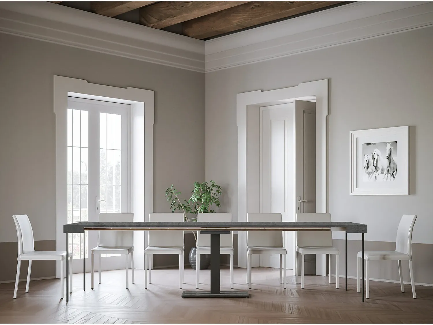 Consola*ITAMOBY Mesa consola extensível 90x40/300 cm Capital Cimento quadro Antracite Cinzento