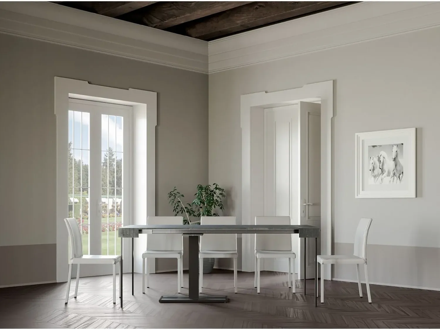 Consola*ITAMOBY Mesa consola extensível 90x40/300 cm Capital Cimento quadro Antracite Cinzento