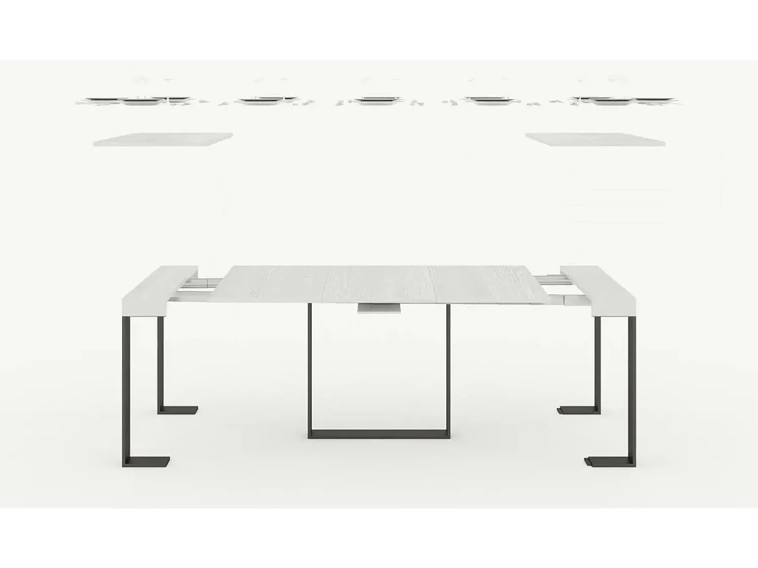 Consola*ITAMOBY Mesa consola extensível 90x40/300 cm Futura Cimento quadro Antracite Cinzento