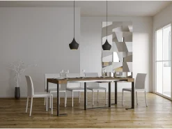 Consola|ITAMOBY Mesa consola extensível 90x40/196 cm Futura Small Nogueira quadro Antracite Natural escuro