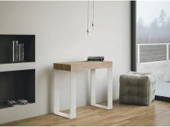 ITAMOBY Mesa consola extensível 90x40/196 cm Tecno Small Carvalho Natural quadro Branco^ Consola