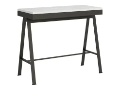 ITAMOBY Mesa consola extensível 90x40/196 cm Banco Evolution Small Cinza Branca quadro Antracite^ Consola