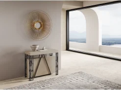 Ityhome Mesa consola extensível 90x40/300 cm Kerpa caxemira quadro antracite^ Consola