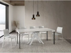 Ityhome Mesa consola extensível 90x40/196 cm Krack Small cinza branca pernas brancas Branco