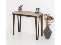 Consola|ITAMOBY Mesa consola extensível 90x40/196 cm Rio Small Carvalho Natural quadro Ferrugem Cinza antracite / Castanho