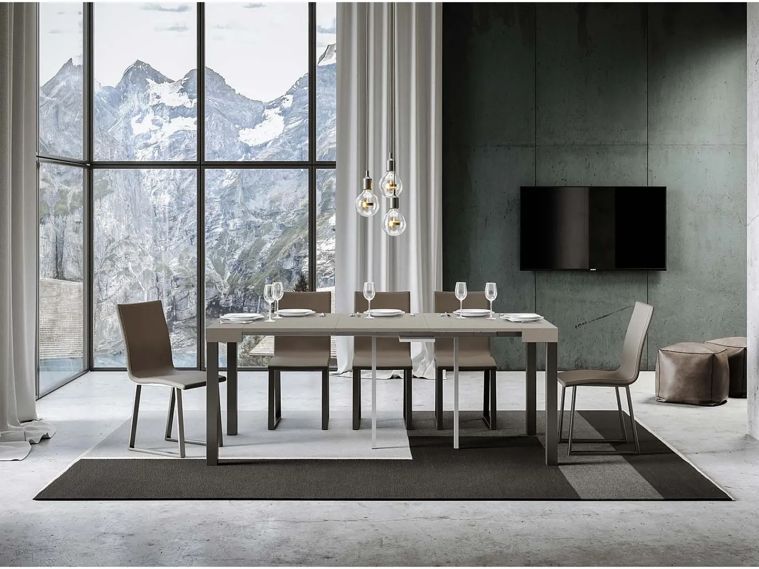 Consola|ITAMOBY Mesa consola extensível 90x40/300 cm Everyday Cachemira quadro Antracite Cinzento