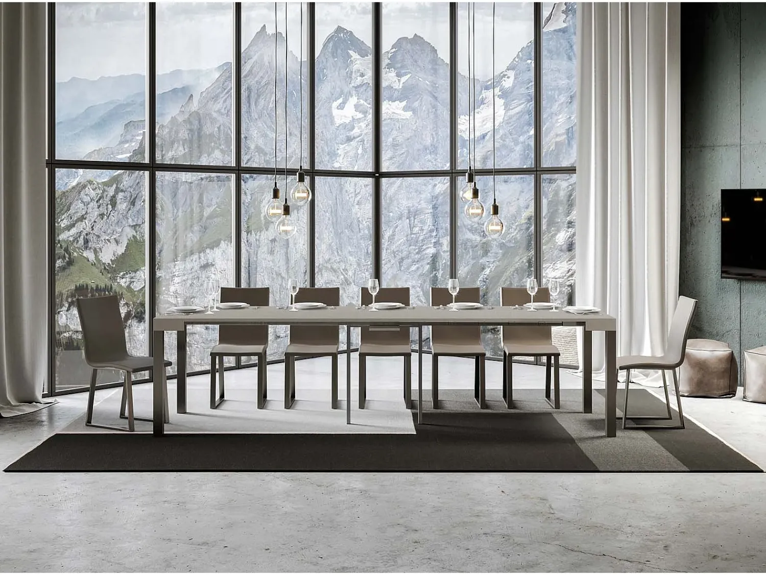 Consola|ITAMOBY Mesa consola extensível 90x40/300 cm Everyday Cachemira quadro Antracite Cinzento