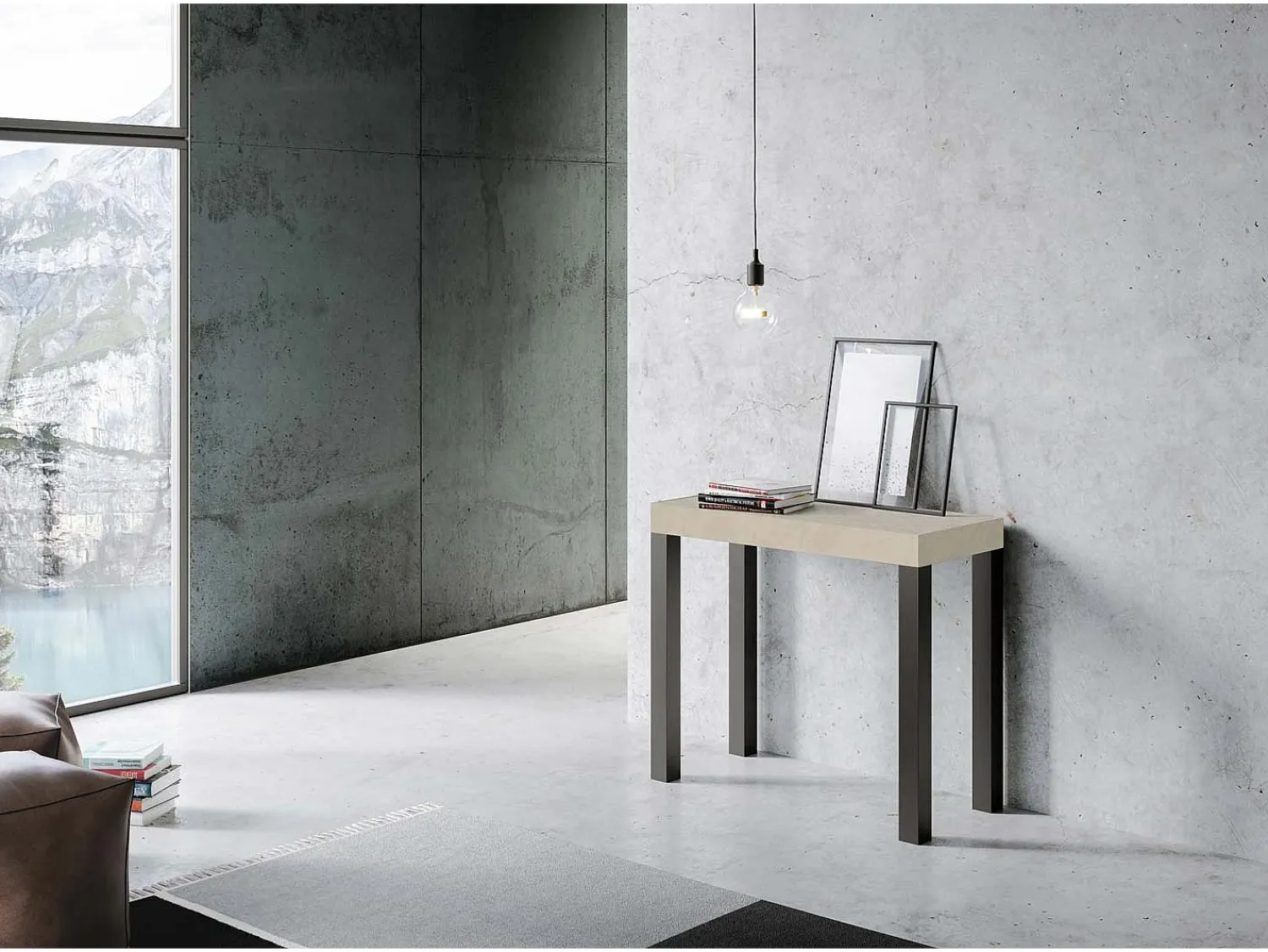 Consola|ITAMOBY Mesa consola extensível 90x40/300 cm Everyday Cachemira quadro Antracite Cinzento