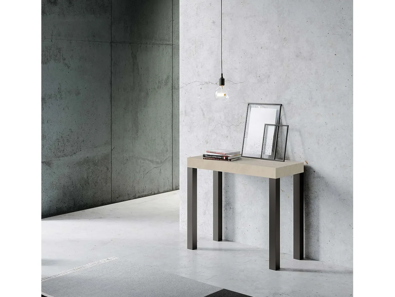 Consola|ITAMOBY Mesa consola extensível 90x40/300 cm Everyday Cachemira quadro Antracite Cinzento