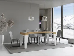 Consola*ITAMOBY Mesa consola extensível 90x40/300 cm Naxy Mix plano Carvalho Natural - estrutura Cinza Branca Natural claro / Branco