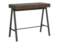 ITAMOBY Mesa consola extensível 90x40/196 cm Banco Small Nogueira quadro Antracite^ Consola