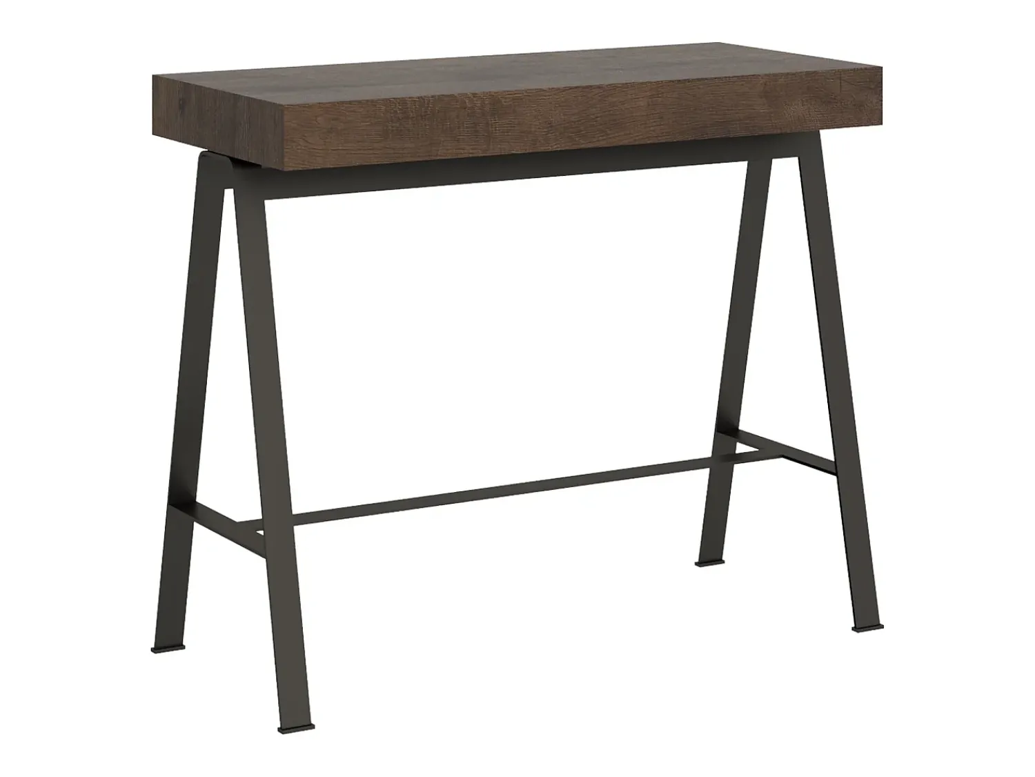 ITAMOBY Mesa consola extensível 90x40/196 cm Banco Small Nogueira quadro Antracite^ Consola