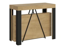 Ityhome Mesa consola extensível 90x40/300 cm Tarax carvalho natural quadro antracite Castanho