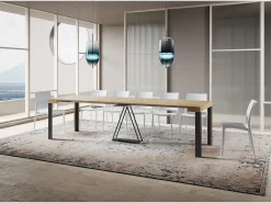 Ityhome Mesa consola extensível 90x40/300 cm Tarax carvalho natural quadro antracite Castanho