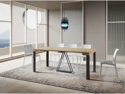 Ityhome Mesa consola extensível 90x40/300 cm Tarax carvalho natural quadro antracite Castanho