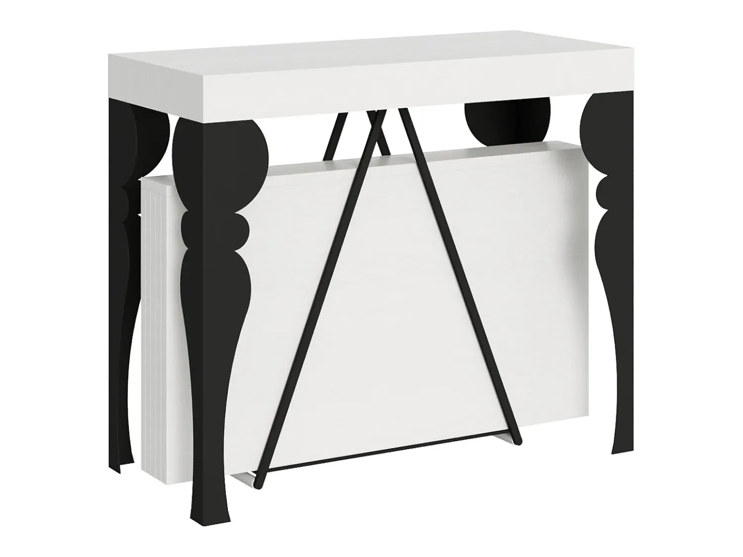 Consola|Ityhome Mesa consola extensível 90x40/196 cm Riza Small cinza branca quadro antracite Branco