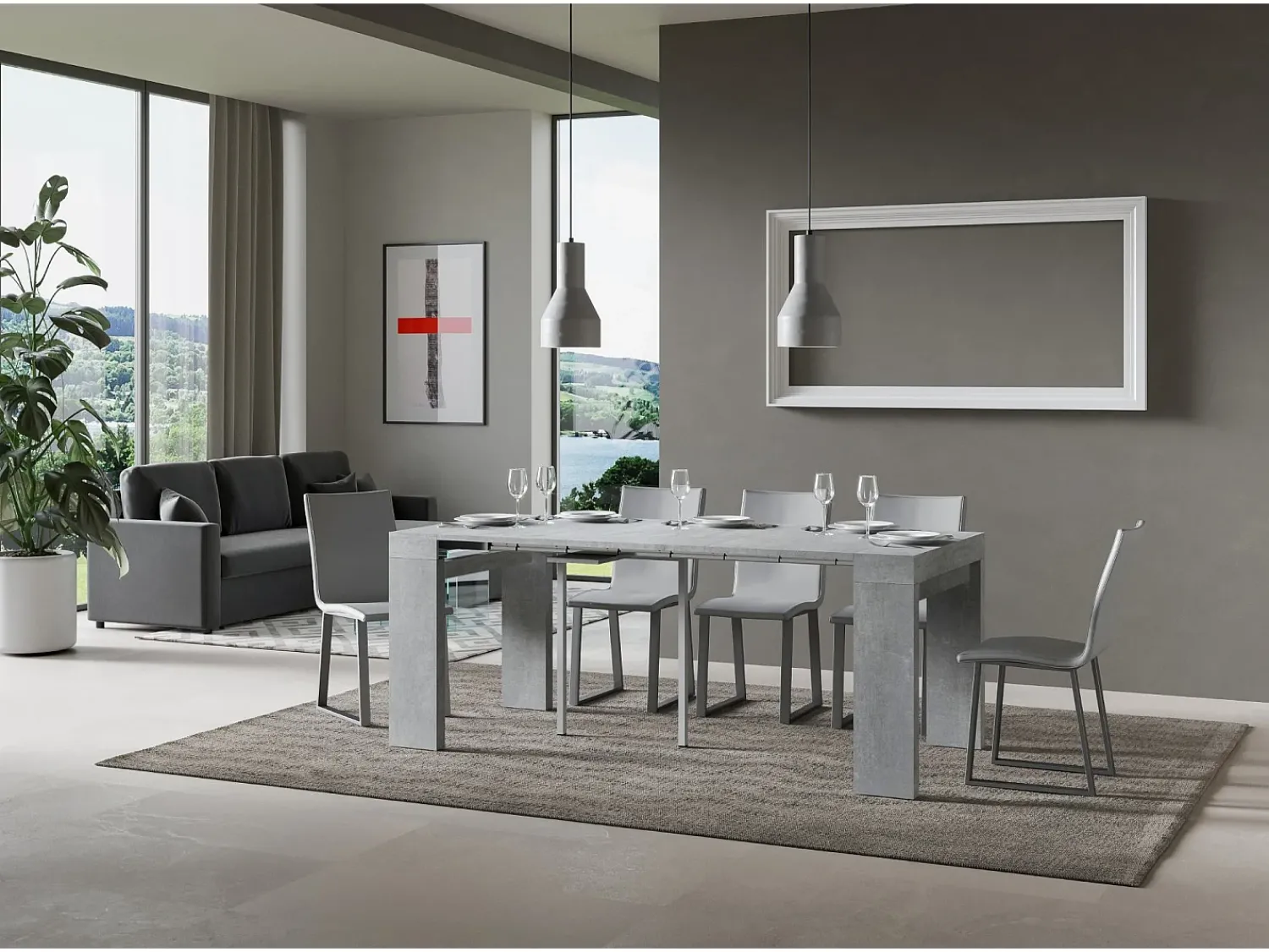 Consola|ITAMOBY Mesa consola extensível 90x40/300 cm Roxell Cimento Cinzento