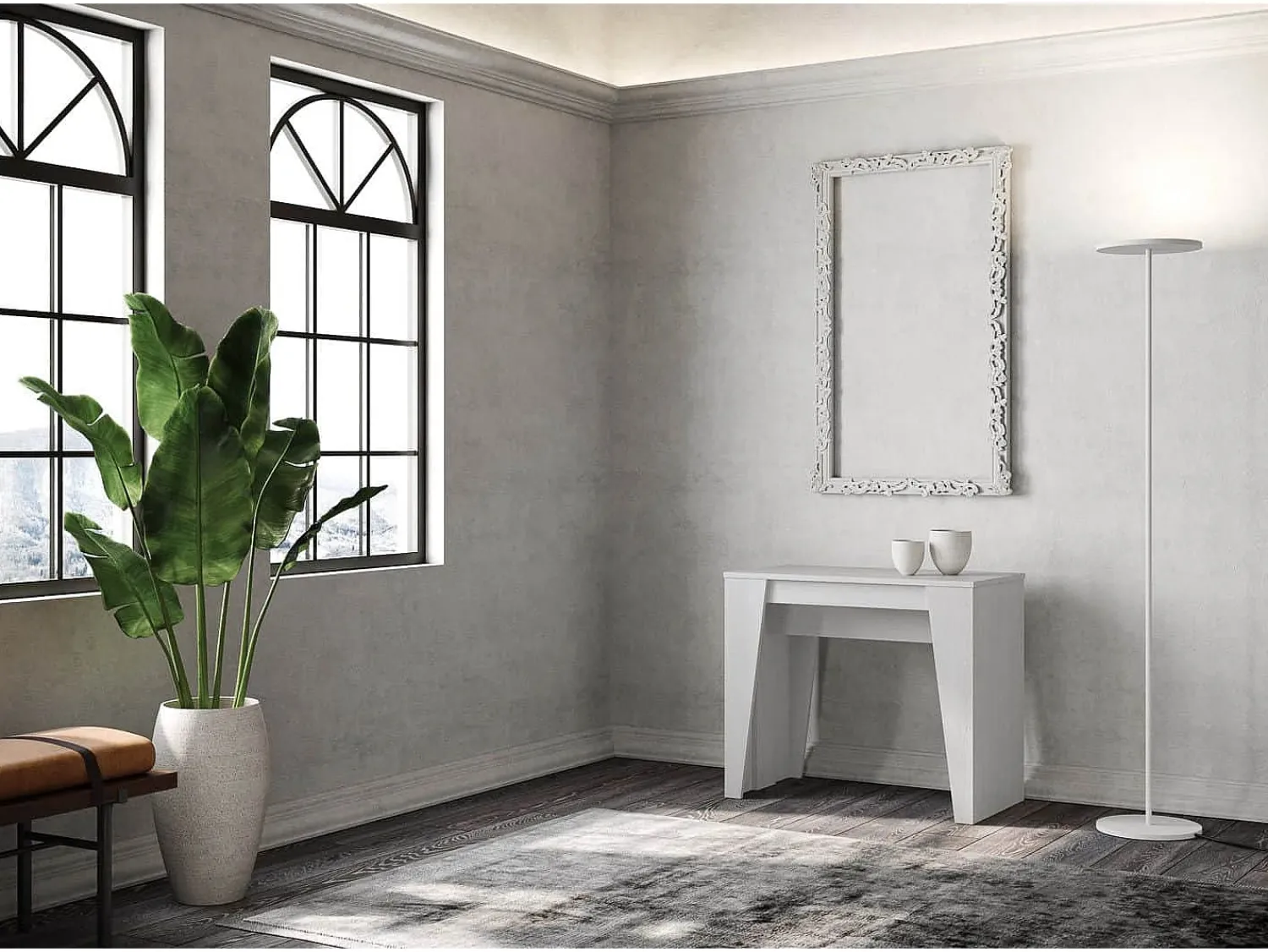 Ityhome Mesa consola extensível 90x48/204 cm Anvar Small cinza branca^ Consola