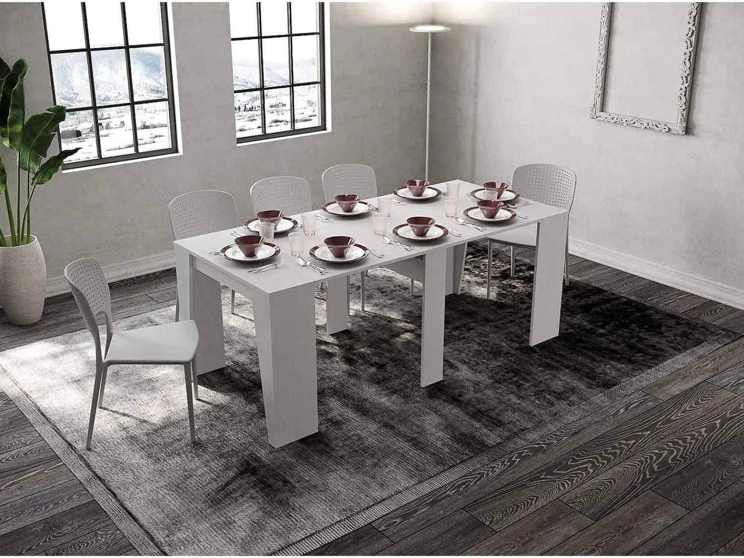 Ityhome Mesa consola extensível 90x48/204 cm Anvar Small cinza branca^ Consola