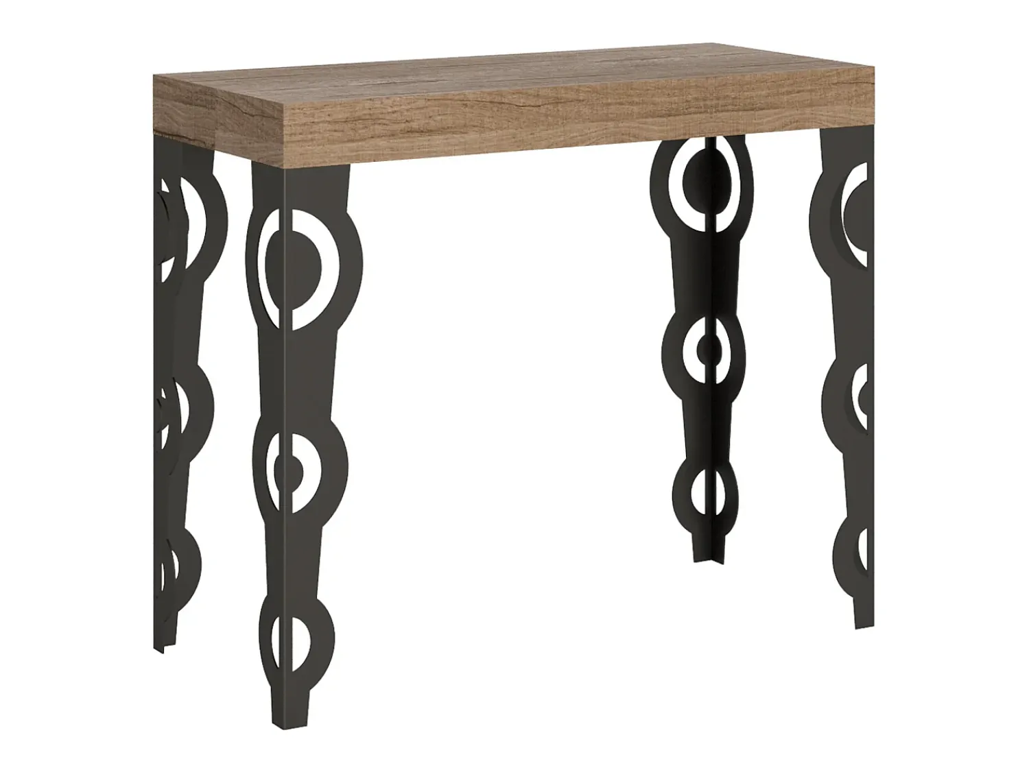 Outlet ITAMOBY Mesa consola extensível 90x40/300 cm Karamay Carvalho Natural quadro Antracite Natural claro