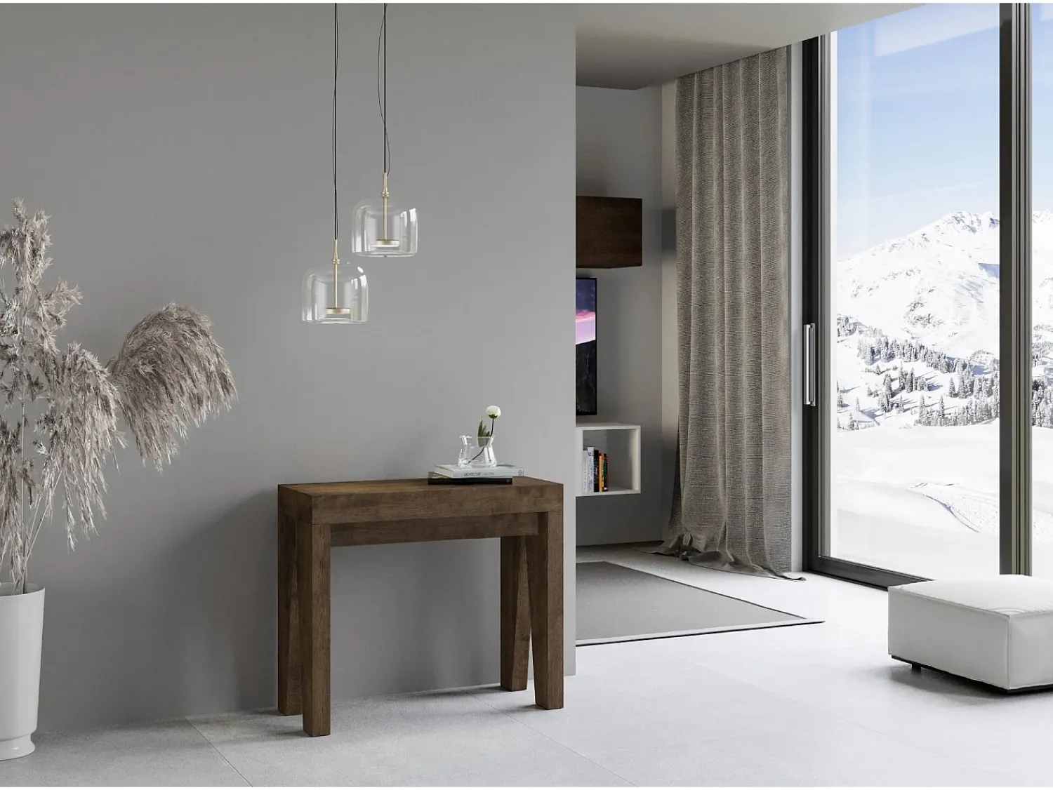 Consola|ITAMOBY Mesa consola extensível 90x40/300 cm Naxy Nogueira Natural escuro