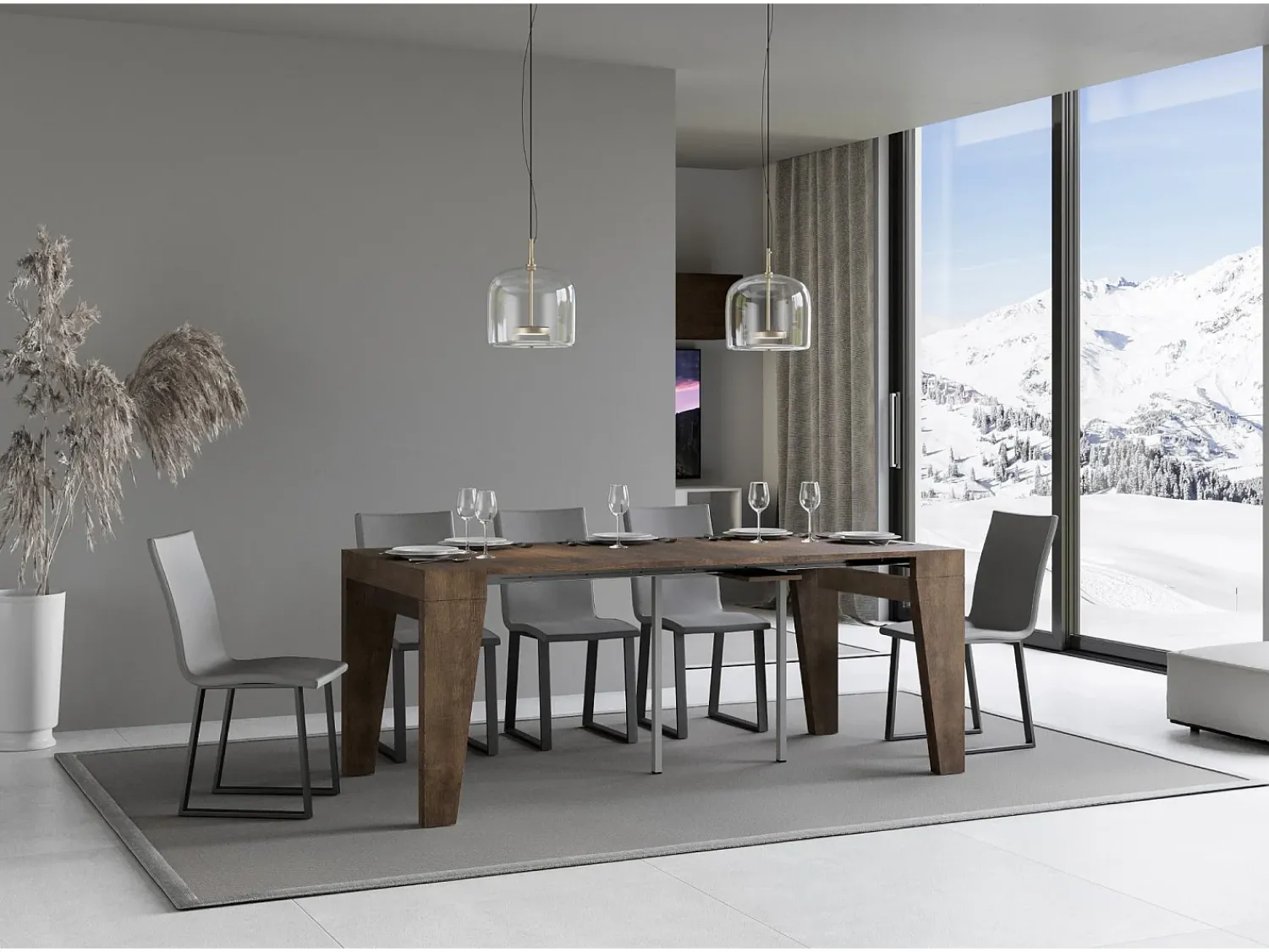 Consola|ITAMOBY Mesa consola extensível 90x40/300 cm Naxy Nogueira Natural escuro