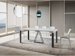 Consola|Ityhome Mesa consola extensível 90x40/196 cm Tarax Small cinza branca quadro antracite Branco
