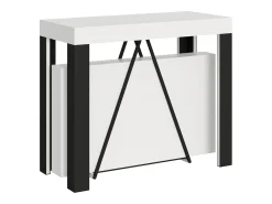Consola|Ityhome Mesa consola extensível 90x40/196 cm Tarax Small cinza branca quadro antracite Branco