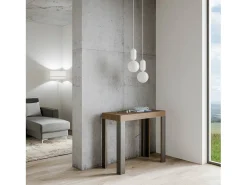 Consola|ITAMOBY Mesa consola extensível 90x40/300 cm Linea Nogueira quadro Antracite Natural escuro