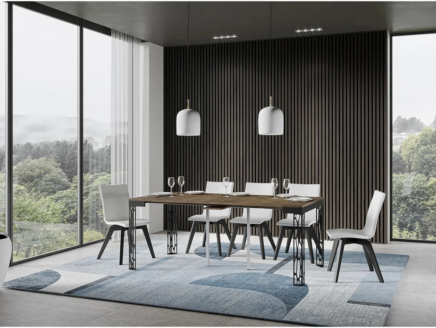 Consola|ITAMOBY Mesa consola extensível 90x40/196 cm Ghibli Evolution Small Nogueira quadro Antracite Natural escuro