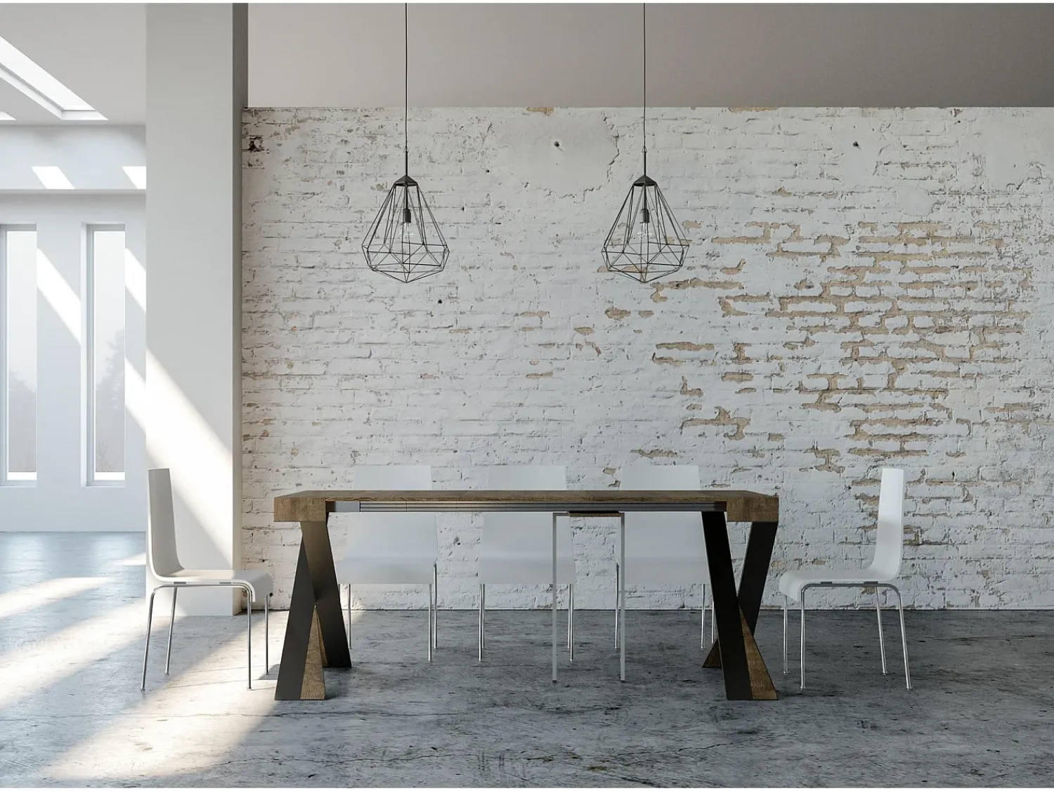Clearance ITAMOBY Mesa consola extensível 90x40/196 cm Diago Small Nogueira quadro Antracite Natural escuro