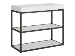 ITAMOBY Mesa consola extensível 90x40/300 cm Plano Cinza Branca quadro Antracite^ Consola