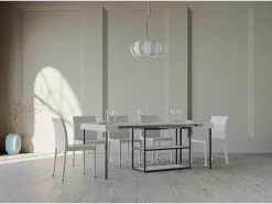 ITAMOBY Mesa consola extensível 90x40/300 cm Plano Cinza Branca quadro Antracite^ Consola