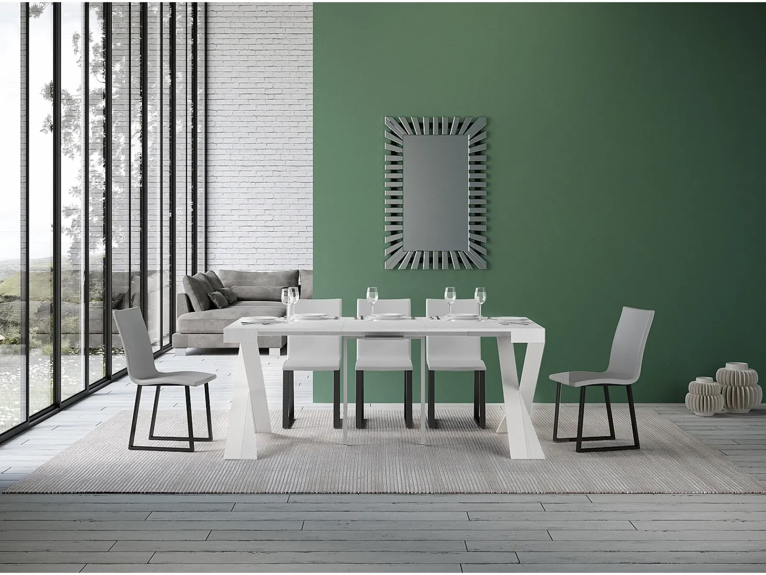 Consola|ITAMOBY Mesa consola extensível 90x40/300 cm Diago Cinza Branca quadro Branco