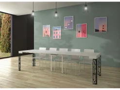 ITAMOBY Mesa consola extensível 90x40/300 cm Ghibli Cinza Branca quadro Antracite Branco